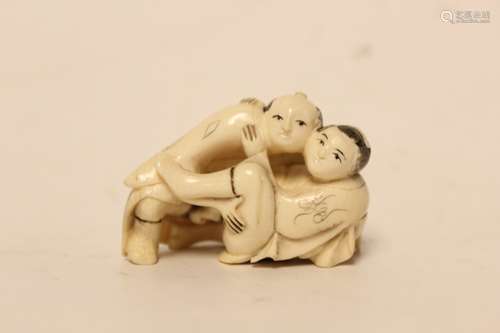 Japanese Bone Carved Erotic Subject Figurine