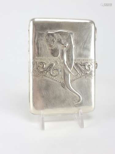 Antique Russian Silver Cigarette Case with Elephan