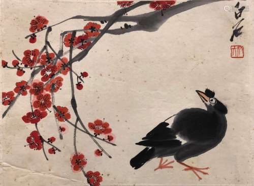 Chinese Ink Color Painting w Signature and Seal