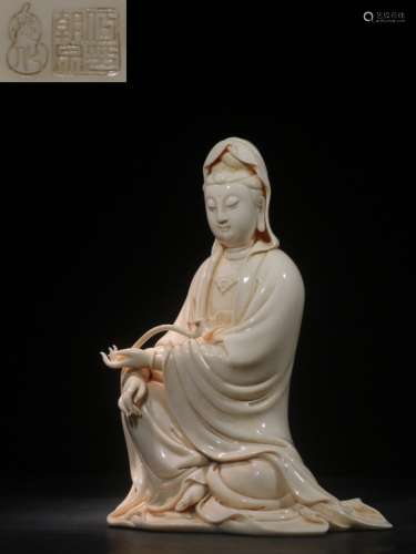 Chinese Blanc De Porcelain Guanyin,Mark