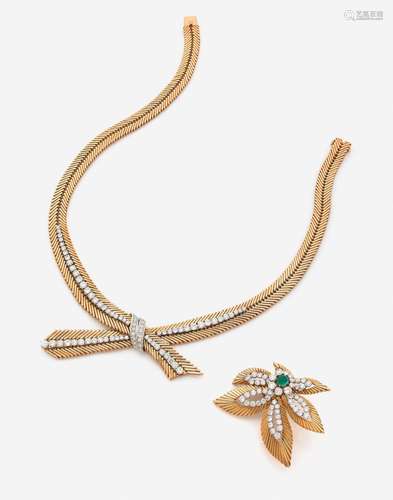 VAN CLEEF & ARPELS Collier et clip de corsage