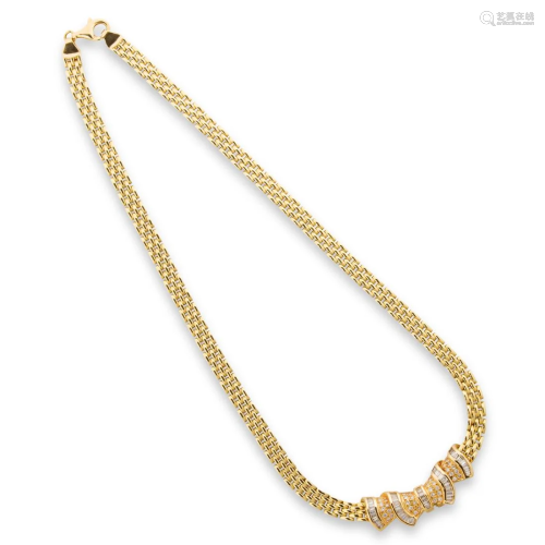 A diamond and eighteen karat gold necklace