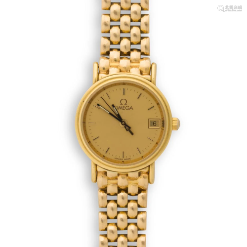An eighteen karat gold wristwatch, Omega