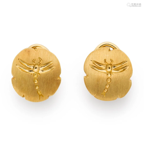 A pair of gold ear clips, Tiffany & Co.