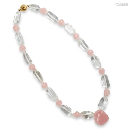 A multi-color quartz necklace