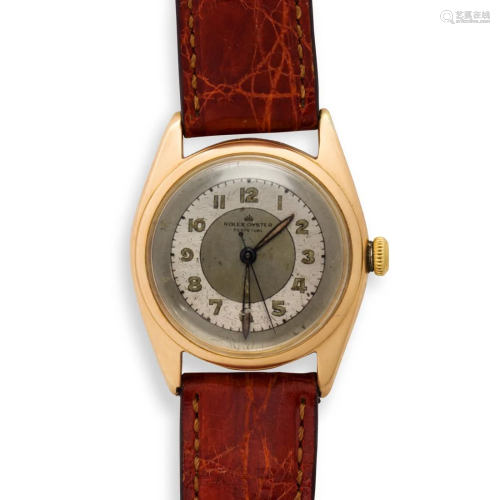A fourteen karat gold wristwatch, Oyster Perpetual 'Bub...