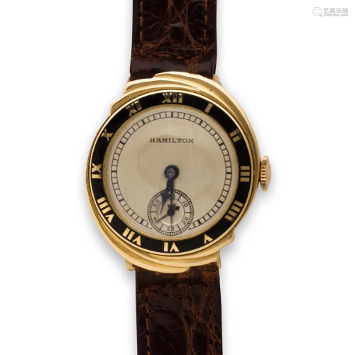 A fourteen karat gold wristwatch, Spur, Hamilton,
