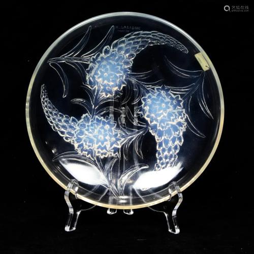 A Rene Lalique opalescent glass Veronique bowl