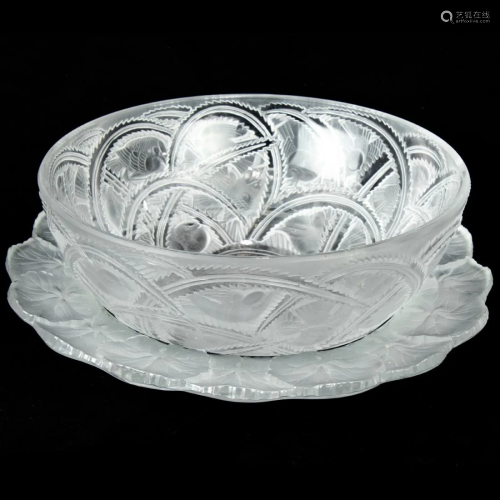 (Lot of 2) Lalique frosted and clear glass Pinsons and Honfl...