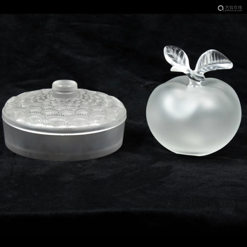 (Lot of 2) Lalique frosted and clear glass large Festons dre...