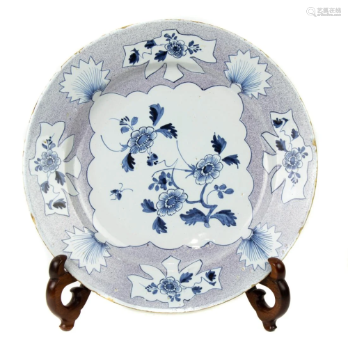 An English Delft 'Woolsack' dish or charger