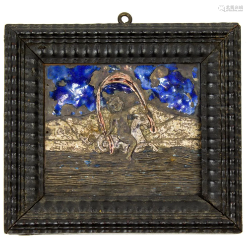 A Continental enameled metal miniature picture