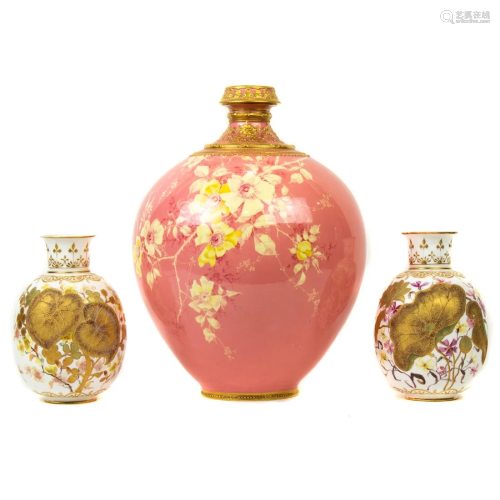 (Lot of 3) Royal Crown Derby porcelain vases