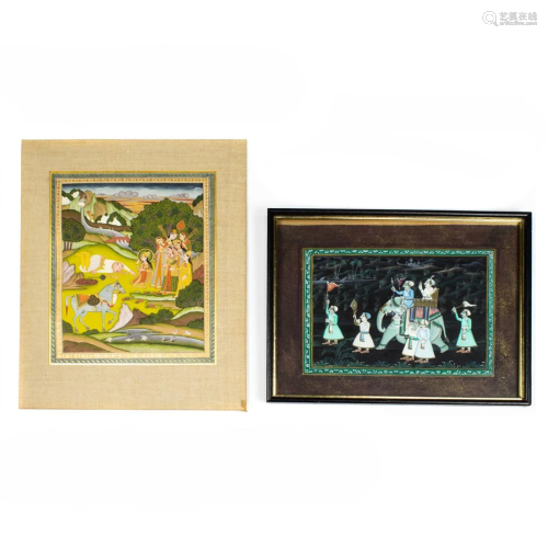 (Lot of 4) Indian miniature paintings