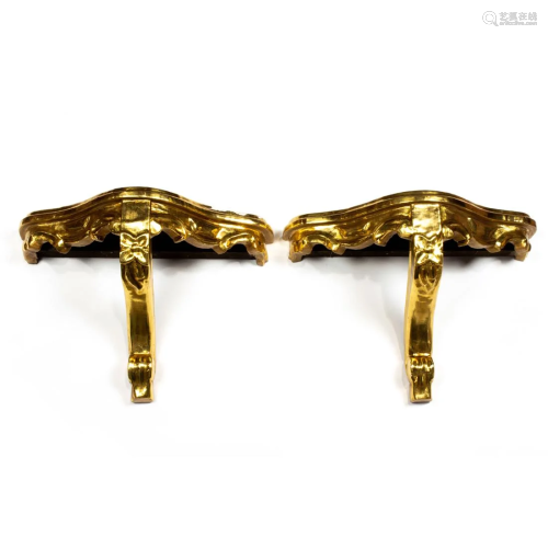 Pair of Rococo style giltwood wall brackets