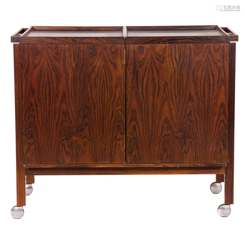 Niels Erik Glasdam Jensen Expandable Rosewood Bar Cart