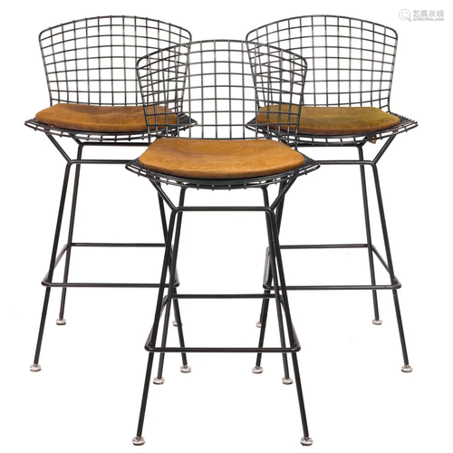 Harry Bertoia Bar Stools, Set of Three