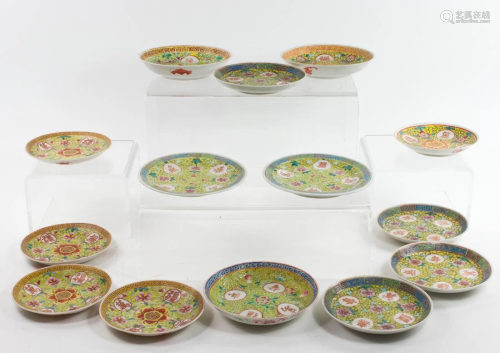 (lot of 14) Chinese famille rose dishes