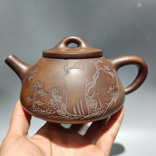 Chinese Yixing Zisha Clay Teapot w Artist Signed