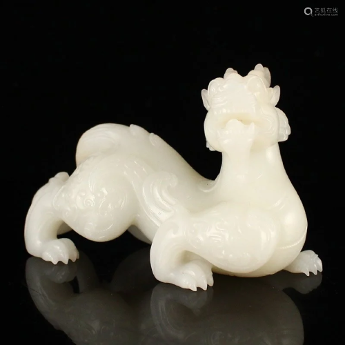 Superb Chinese Qing Dynasty Natural Hetian Jade Lucky Beast ...