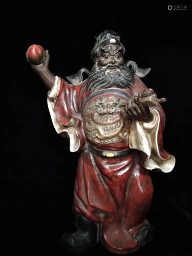 Vintage Chinese Shiwan Porcelain Mythology Figure Statue