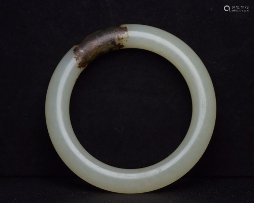 Inside Diameter 55 MM Vintage Chinese Hetian Jade Bracelet