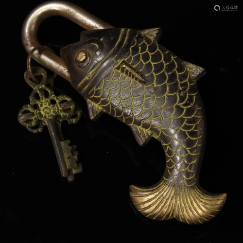 Vintage Tibetan Copper Fish Shape Lock