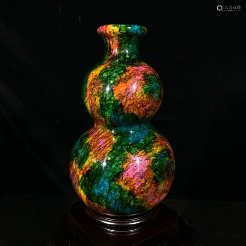 3.5Kg Beautiful Colours Jade Gourd Shape Vase