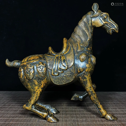Old Chinese Brass Fortune Horse Statue