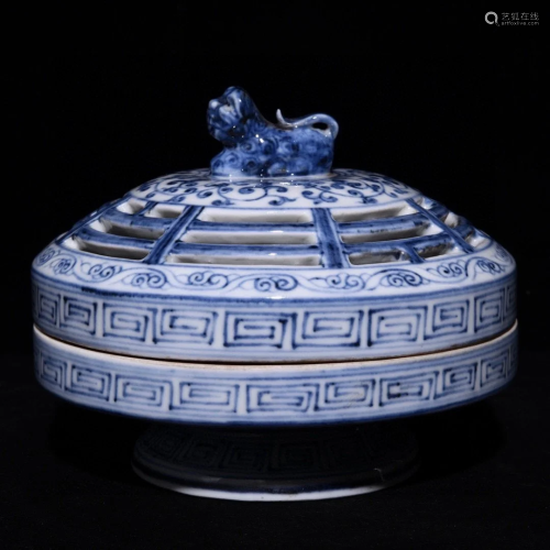 Openwork Chinese Blue And White Porcelain Incense Burner