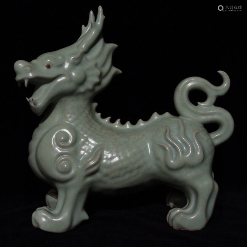 Chinese Song Dynasty Ru Kiln Porcelain Kylin Statue