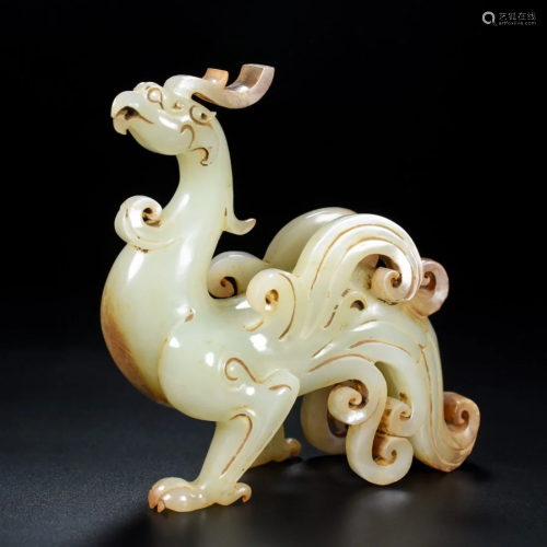 Superb Chinese Qing Dynasty Hetian Jade Divine Bird Statue