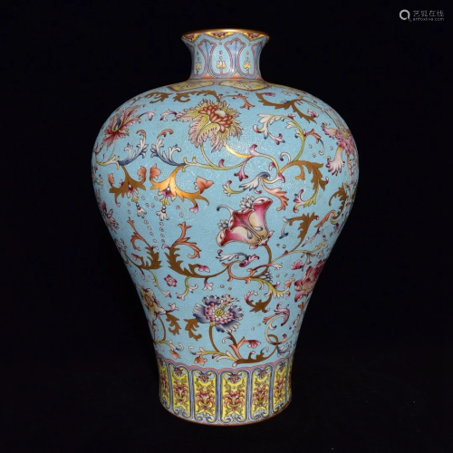 Chinese Qing Dynasty Blue Ground Gilt Edge Enamel Porcelain ...