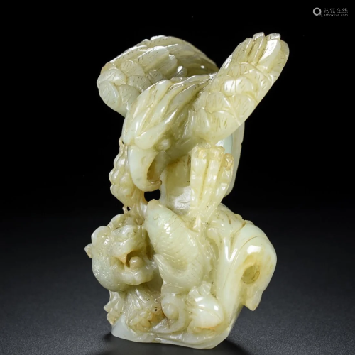 Vintage Chinese Hetian Jade Statue Carved Eagle