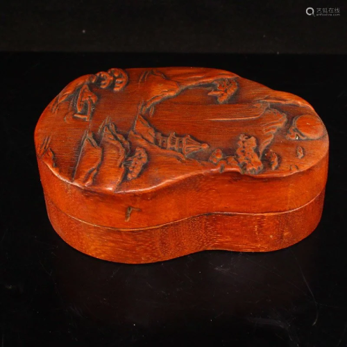 Vintage Chinese Boxwood Wood Kwan-Yin Box