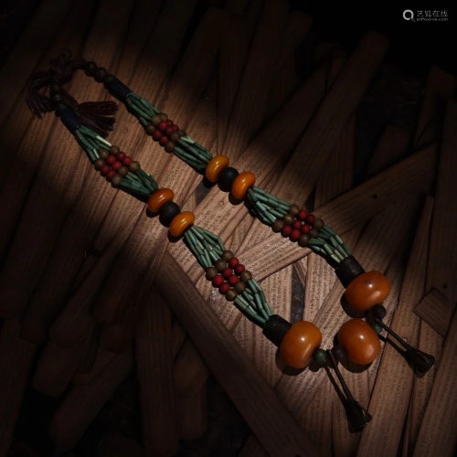 Vintage Tibetan Amber Beads Necklace