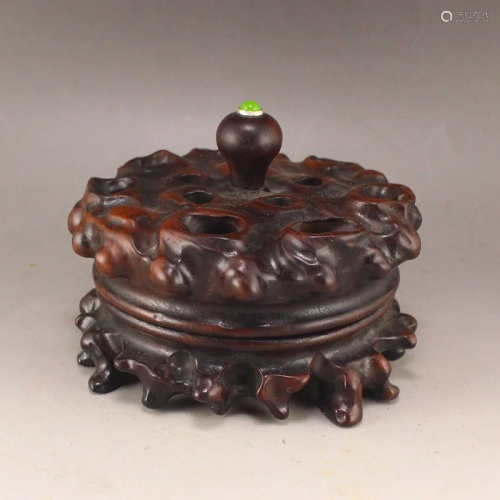 Openwork Vintage Chinese Rosewood Incense Burner