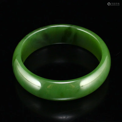 Inside Diameter 58 MM Chinese Green Hetian Jade Bracelet