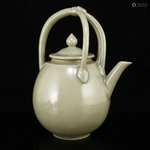 Vintage Chinese Yue Kiln Porcelain Handle Teapot