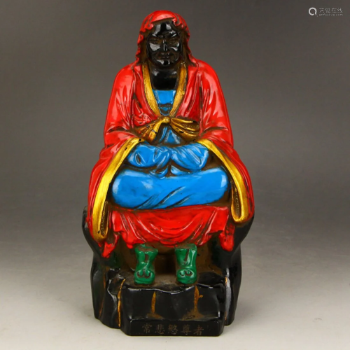 Vintage Chinese Gilt Gold Peking Glass Buddhism Figure Statu...