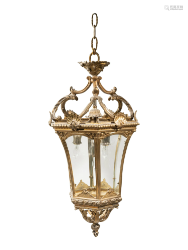 A Regence Style Gilt Bronze Hall Lantern