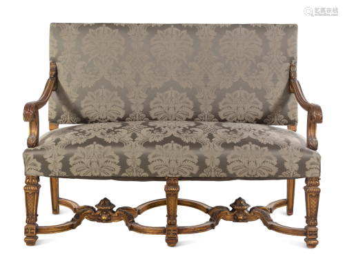 A Louis XIV Style Giltwood Settee