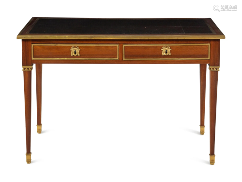 A Louis XVI Gilt Bronze Mounted Mahogany Bureau Plat by Clau...