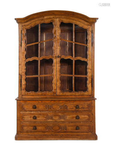 A Louis XVI Provincial Carved Oak Bookcase