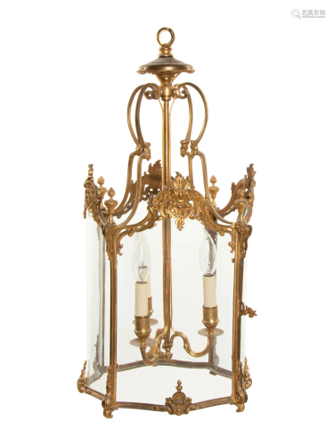 A Louis XVI Style Gilt Bronze Hall Lantern