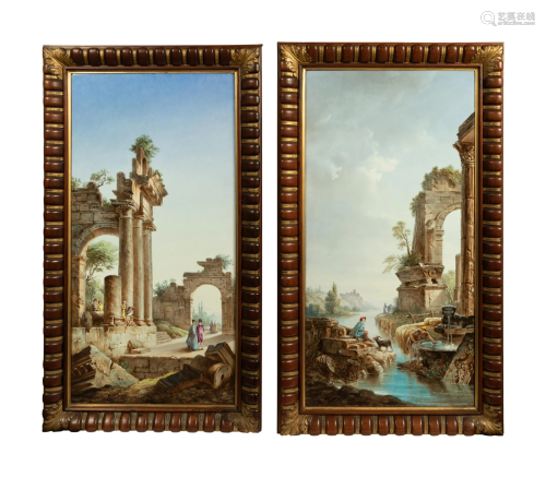 A Pair of French Painted Earthenware Plaques