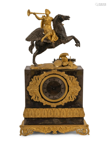 A Louis Philippe Gilt Bronze and Steel Figural Mantel Clock