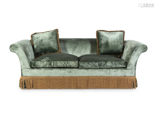 A Velvet-Upholstered Two-Seat Sofa