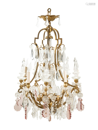 A French Gilt Bronze and Glass Ten-Light Chandelier