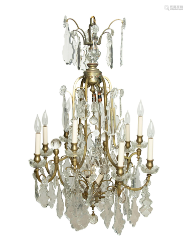 A French Gilt Bronze and Glass Ten-Light Chandelier